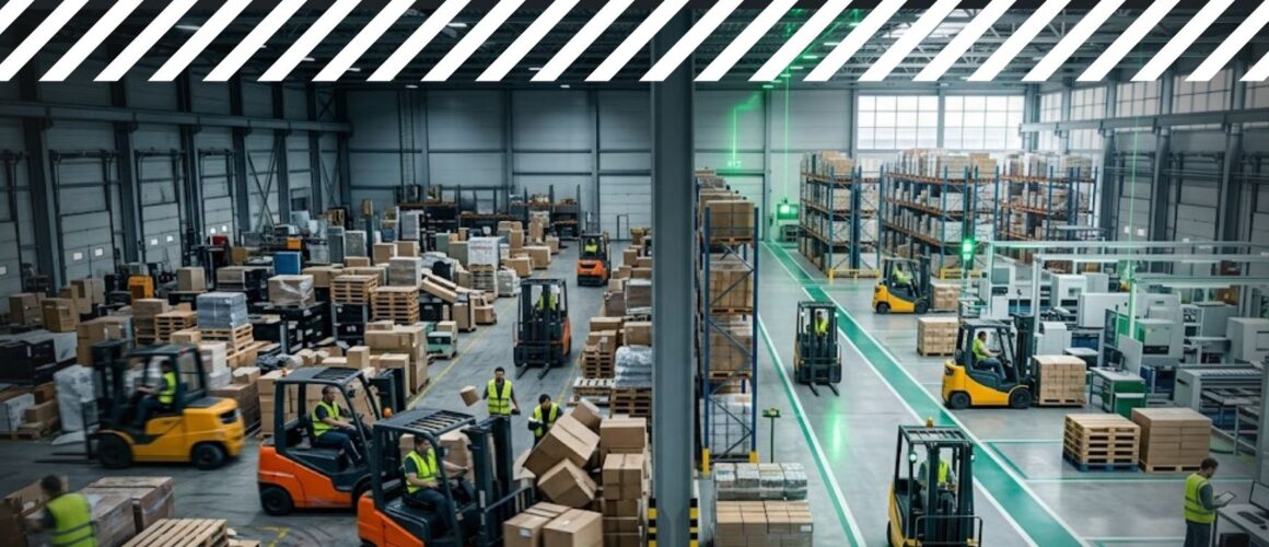 System dla wózków widłowych w magazynie – porównanie chaosu i uporządkowanego transportu wewnętrznego w zakładzie produkcyjnym