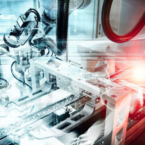 Symboliczna wizualizacja automatyzacji procesów produkcyjnych