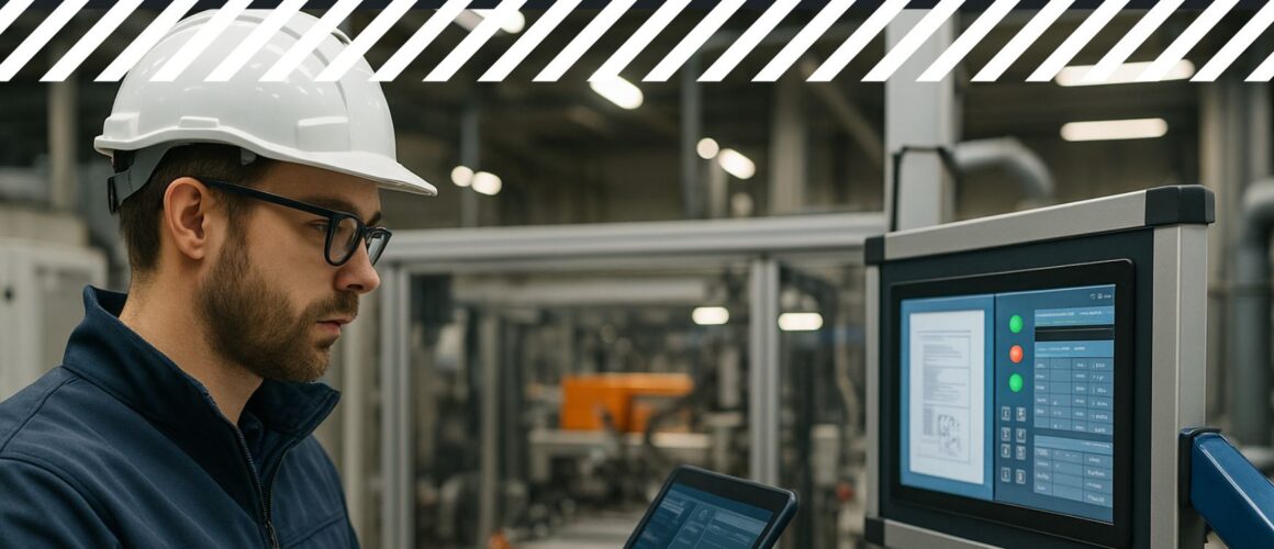 Nowoczesna hala produkcyjna z cyfrowymi stanowiskami pracy i zautomatyzowanymi procesami przemysłowymi