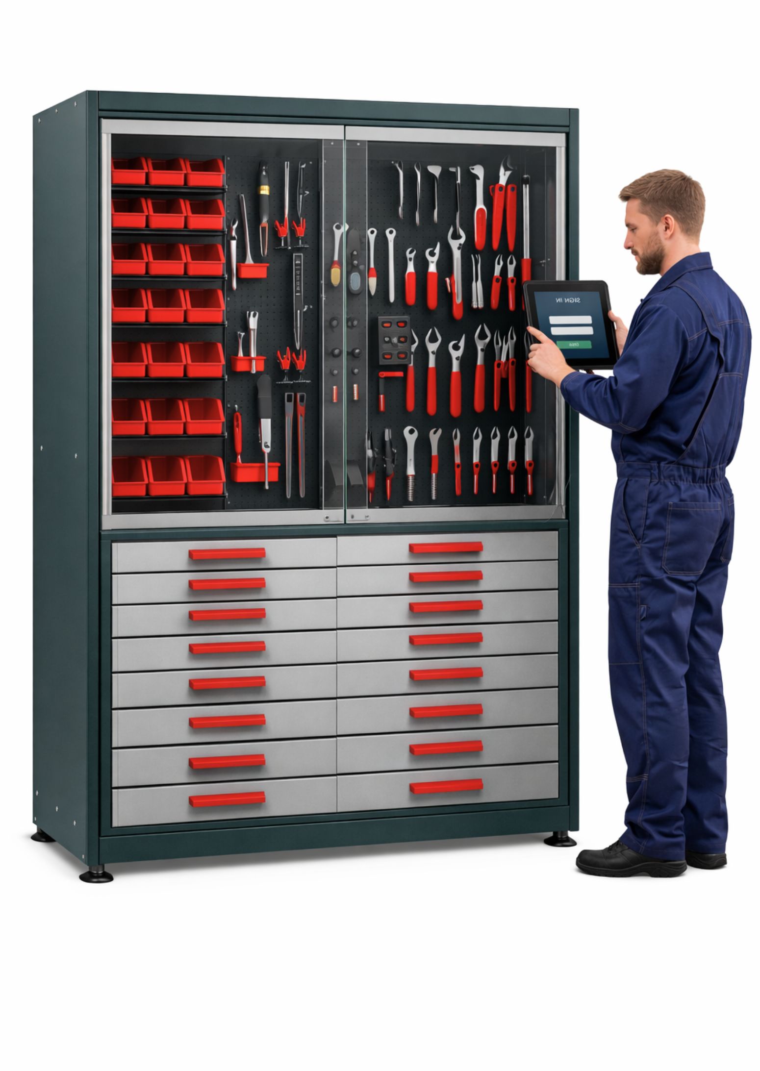 Industrial automatic tool cabinet in factory