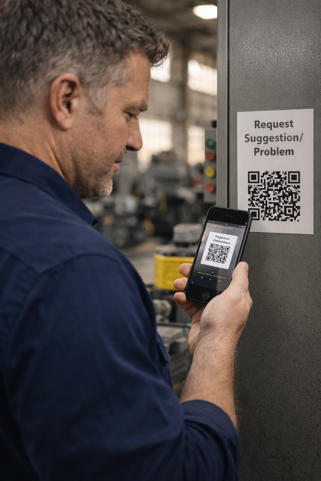 QR code reporting system in factory