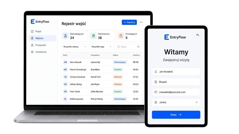 EntryFlow – nowoczesny system awizacji na laptopie i tablecie
