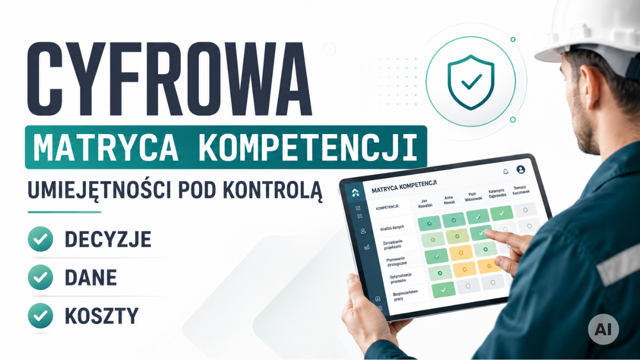 Cyfrowa matryca kompetencji SkillsMatrix pokazująca szkolenia, uprawnienia i gotowość pracowników
